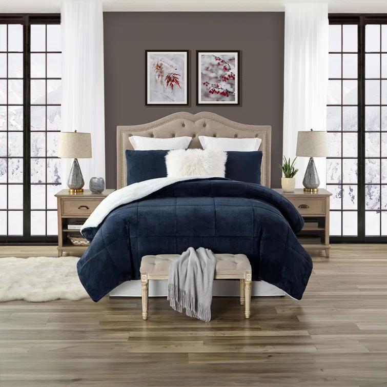 Ultra Plush Reversible Faux Fur and Sherpa 3-Piece Comforter Set
