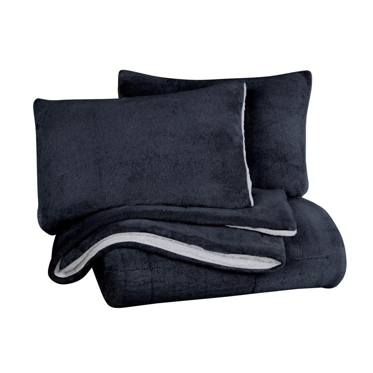 Ultra Plush Reversible Faux Fur and Sherpa 3-Piece Comforter Set