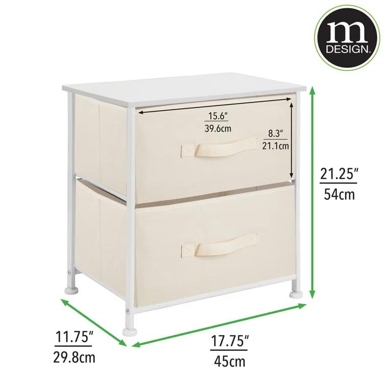 Wood Top Metal Frame 2 Drawer Night Stand