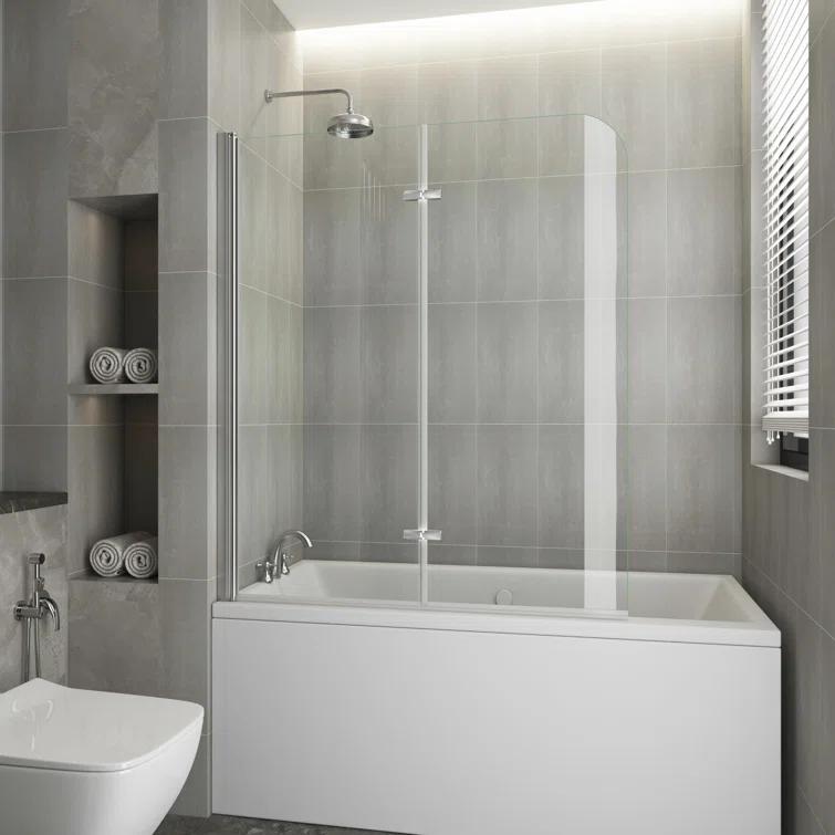 Jraty 47.2" W x 55" H Frameless Tub Door