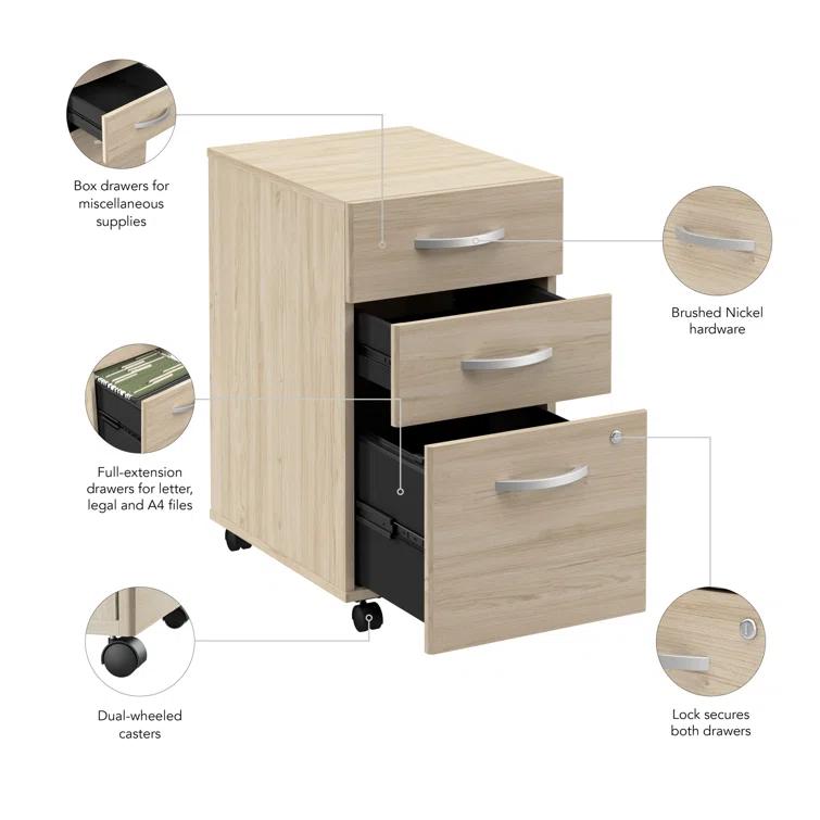 Bush Business Furniture Arrive 16'' Wide 3 -Drawer Mobile File Cabinet