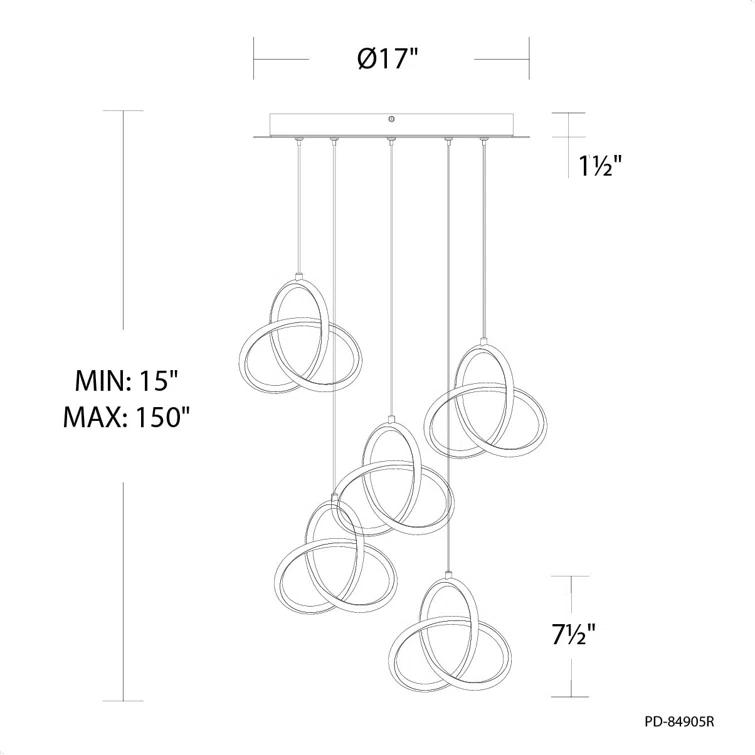 Vornado 5-Light Black Aluminum Indoor/Outdoor LED Pendant