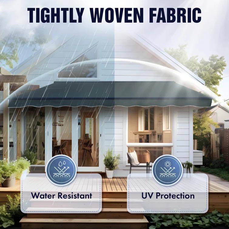 Motorized Retractable White Frame Patio Awning