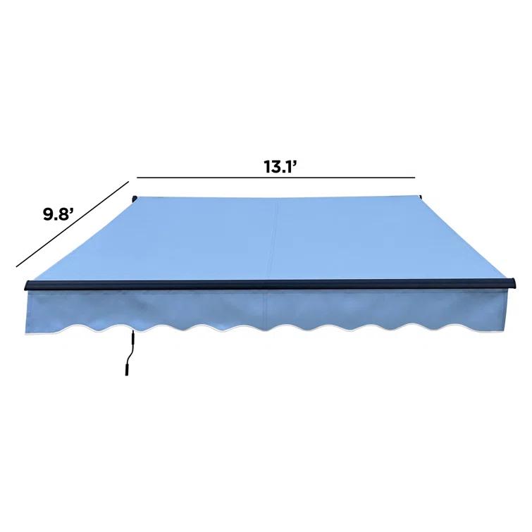 Retractable Home Patio Awning | Deck Canopy |UV Protection Sunshade | Manual Black Frame | Upgraded 2024