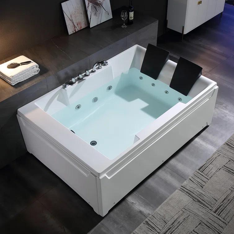 Modern 72'' x 48'' Alcove / Tile In Whirlpool Plastic / Acrylic Bathtub with Faucet