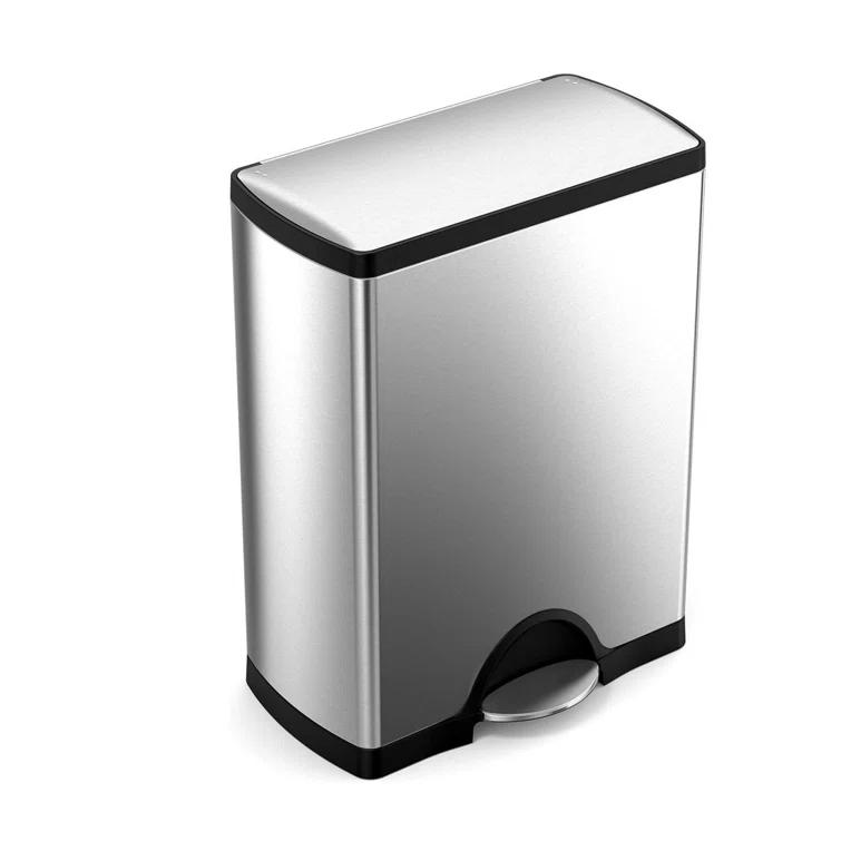 simplehuman 50 Liter / 13.0 Gallon Rectangular Kitchen Step Trash Can, Brushed Stainless Steel
