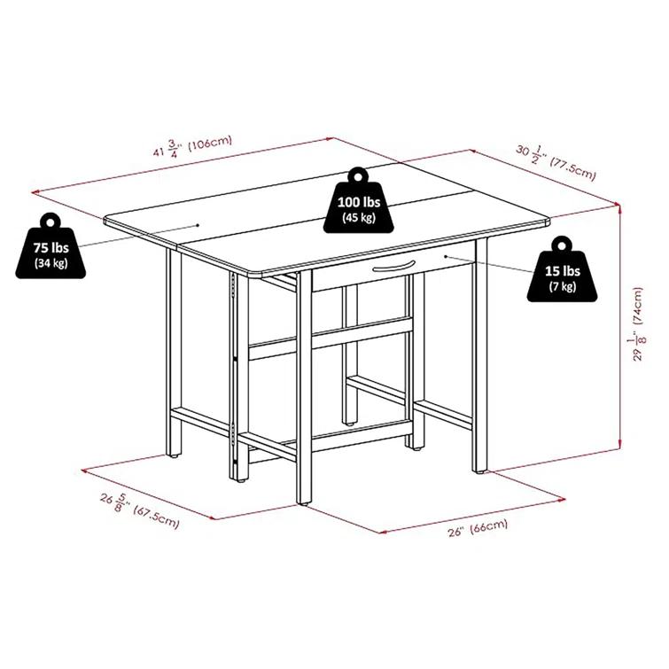 41.73'' Solid Wood Rectangular Folding Table
