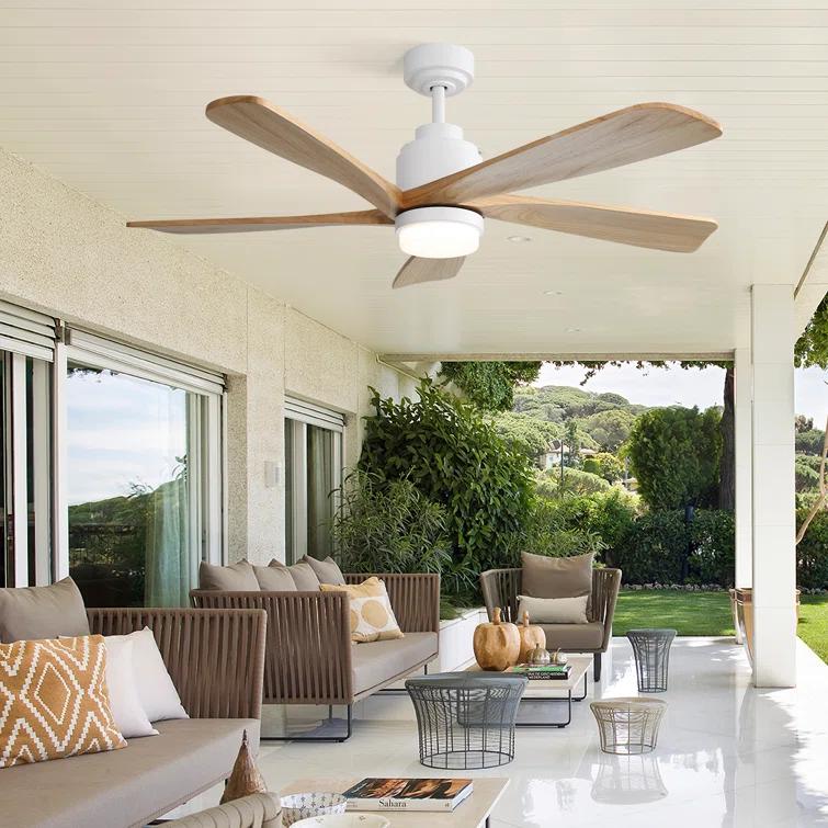Sofucor 52" 5-Solid Blade Smart Modern Ceiling Fan with LED Light，Remote