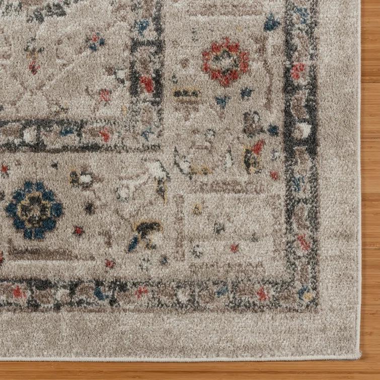Heirloom Dov Transitional Oriental Border Floral Ivory Polypropylene Area Rug