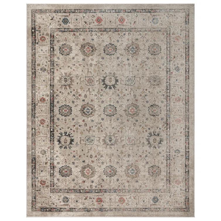 Heirloom Dov Transitional Oriental Border Floral Ivory Polypropylene Area Rug