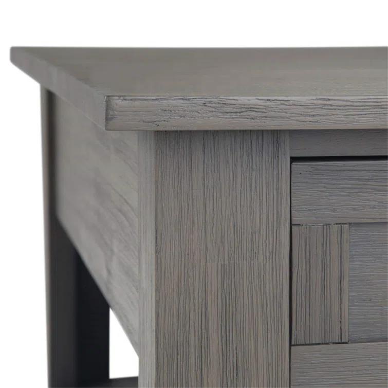 Simpli Home Monroe 38"W Solid Acacia Rustic Square Coffee Table with Large Drawer and Open Shelf