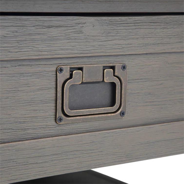 Simpli Home Monroe 38"W Solid Acacia Rustic Square Coffee Table with Large Drawer and Open Shelf