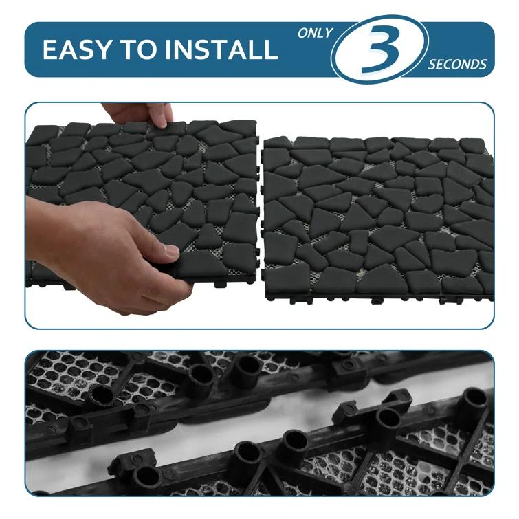 12'' L x 12'' W Stone Interlocking Deck Tile