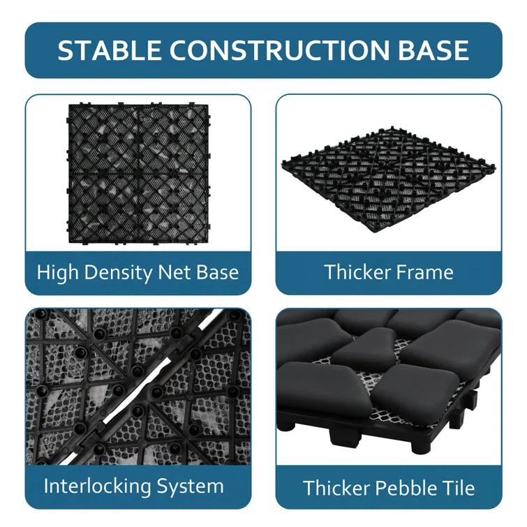 12'' L x 12'' W Stone Interlocking Deck Tile