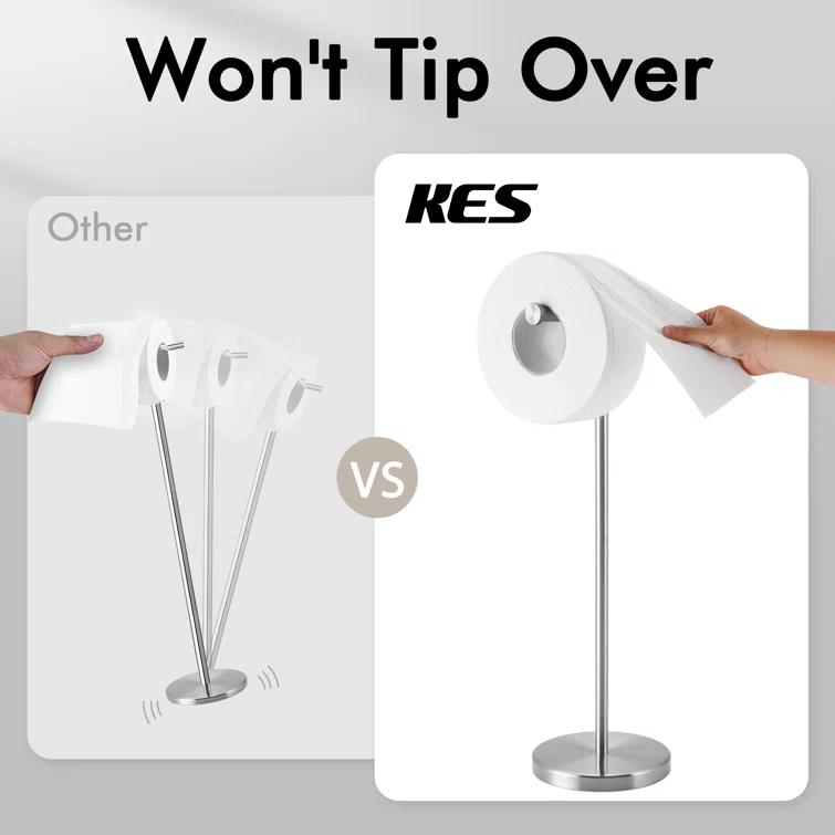 KES Freestanding Toilet Paper Holder with Weighted Base 26" H SUS304 Stainless Steel