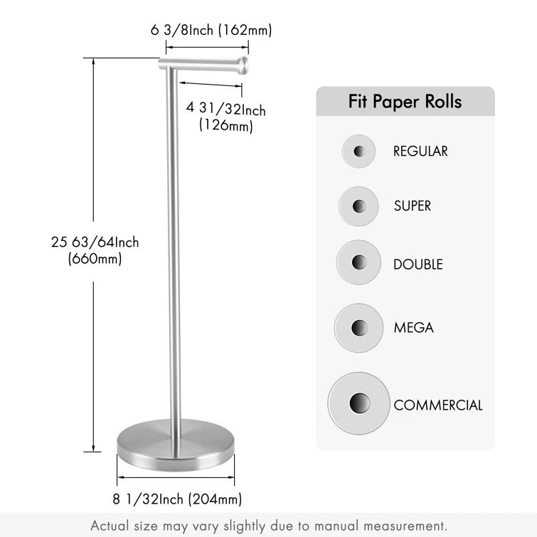 KES Freestanding Toilet Paper Holder with Weighted Base 26" H SUS304 Stainless Steel