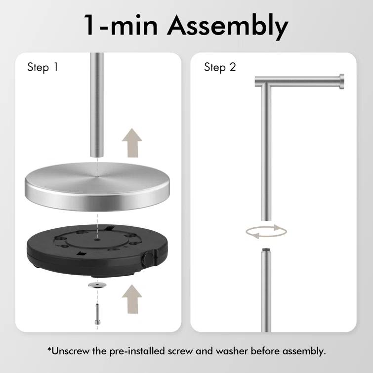 KES Freestanding Toilet Paper Holder with Weighted Base 26" H SUS304 Stainless Steel