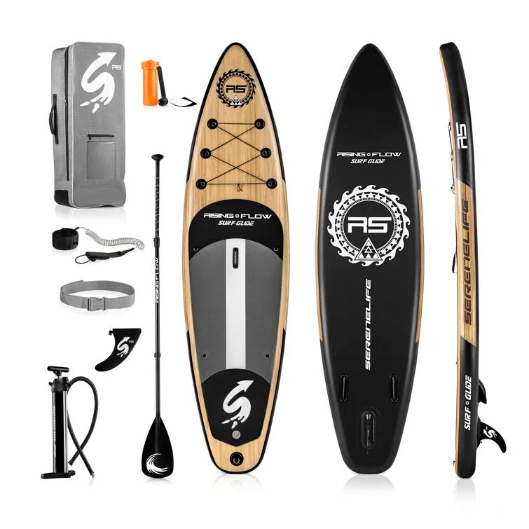 SereneLife Serenelife Inflatable Stand Up Paddle Board (6 Inches Thick) With Premium SUP Accessories & Carry Bag | Wide Stance, Bottom Fin For Paddling, Surf Control, Non-Slip Deck | Youth & Adult Standing Boat SLSUPB754