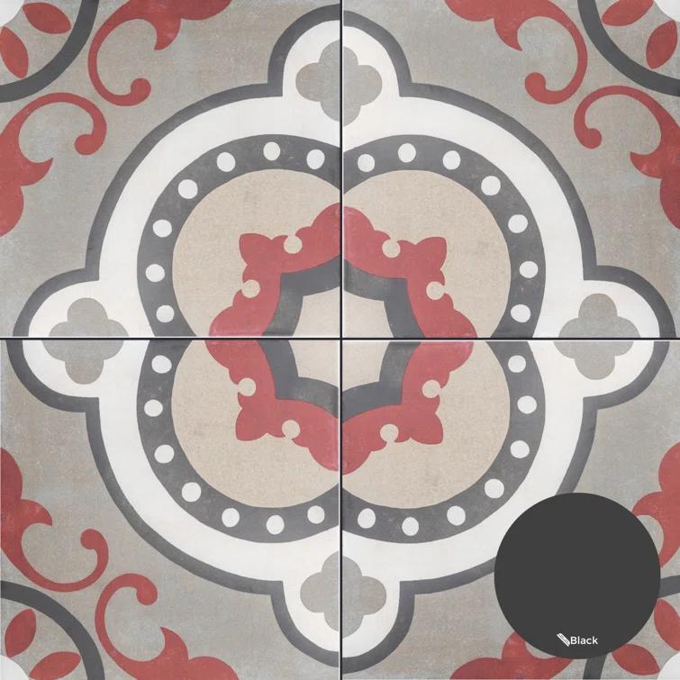 Art Deco 8" x 8" Porcelain Wall and Floor Tile