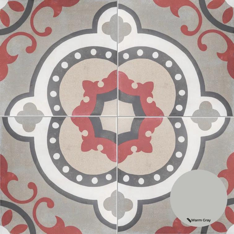 Art Deco 8" x 8" Porcelain Wall and Floor Tile