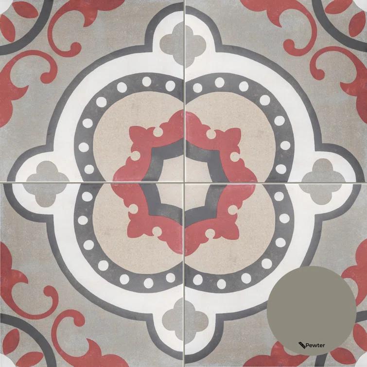 Art Deco 8" x 8" Porcelain Wall and Floor Tile
