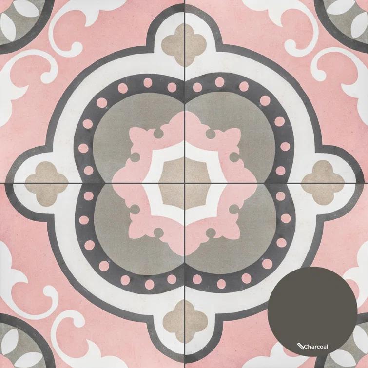 Art Deco 8" x 8" Porcelain Wall and Floor Tile
