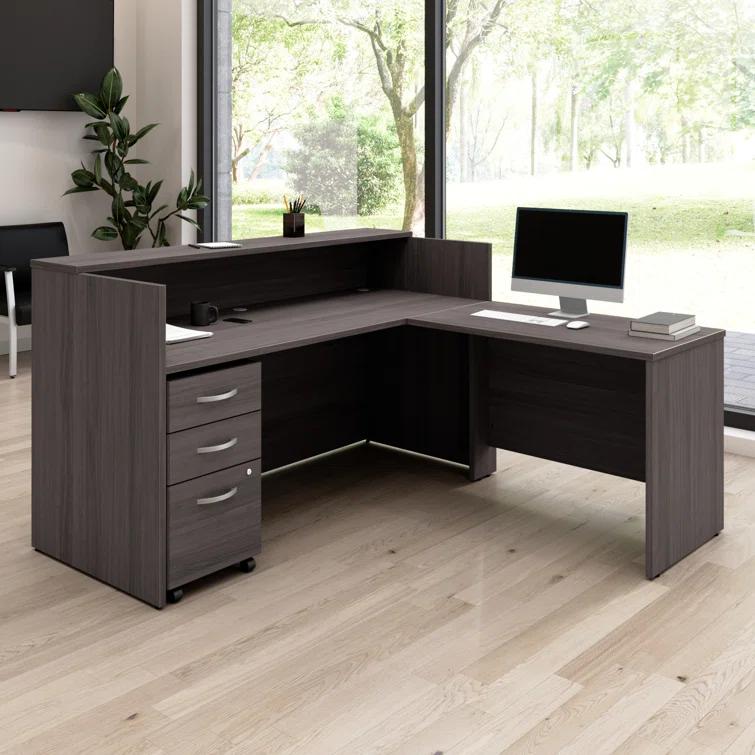 Arrive 72W x 72D Reception L Desk with 3 Drawer Mobile Pedestal