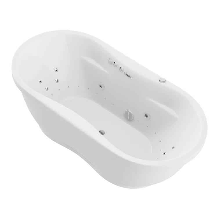 Lori 71.25” x 35.5” Freestanding Whirlpool and Air Acrylic Bathtub