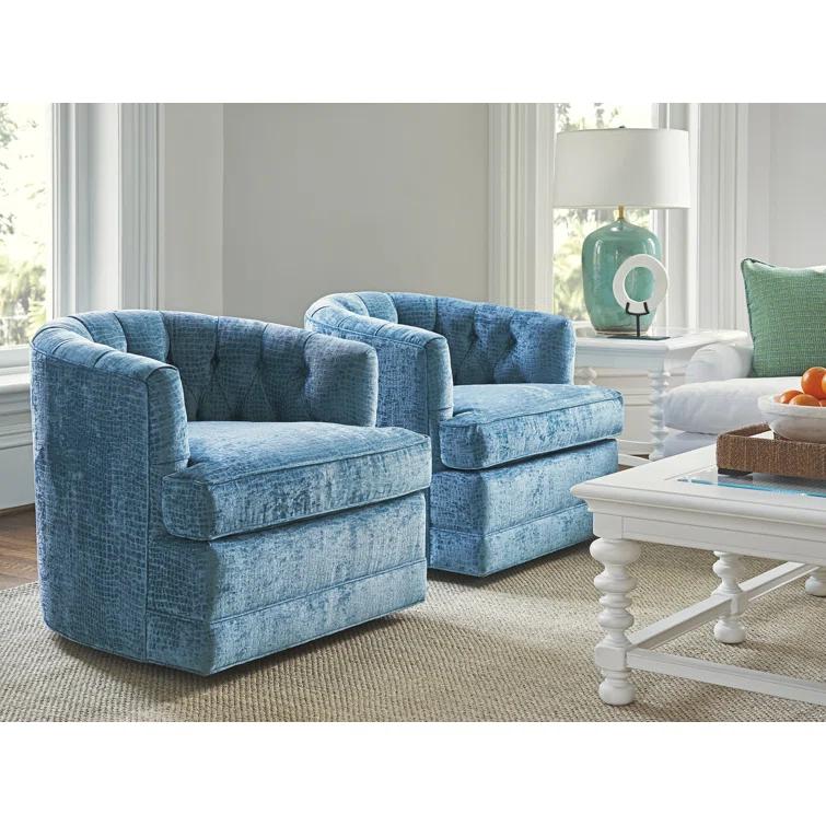 Barclay Butera Cliffhaven Upholstered Swivel Barrel Chair