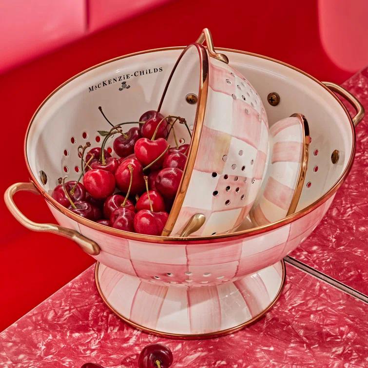 MacKenzie-Childs Rosy Check Colander