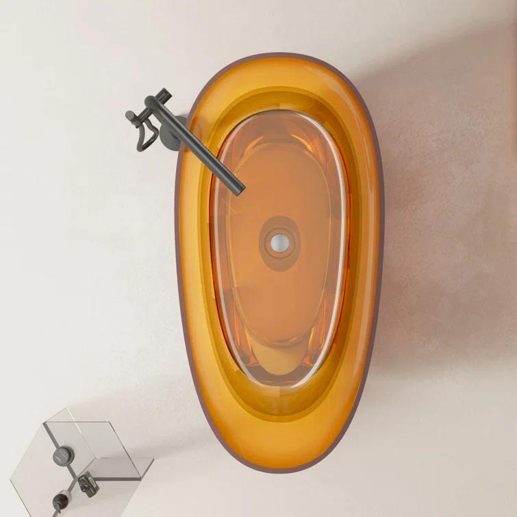 Vanity Art 59" x 31" Freestanding Soaking Stone Resin Bathtub with Polished Chrome Pop Up Drain VA6913-PCS