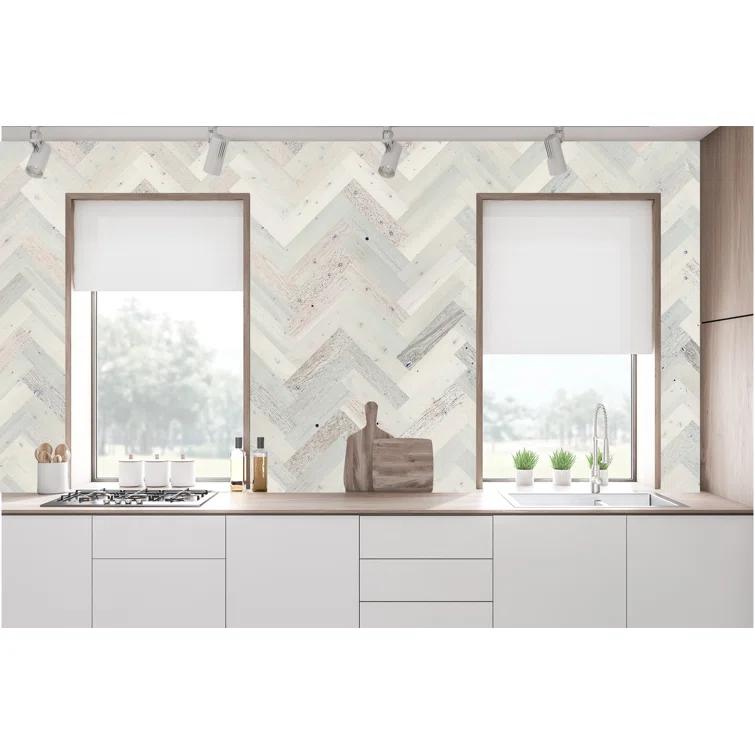 Timberchic River Reclaimed Wooden Wall planks - Simple Peel & Stick Wall Covering Application for DIY Accent Wall & Home Improvement - Premium Wall Paneling - Herringbone Pattern