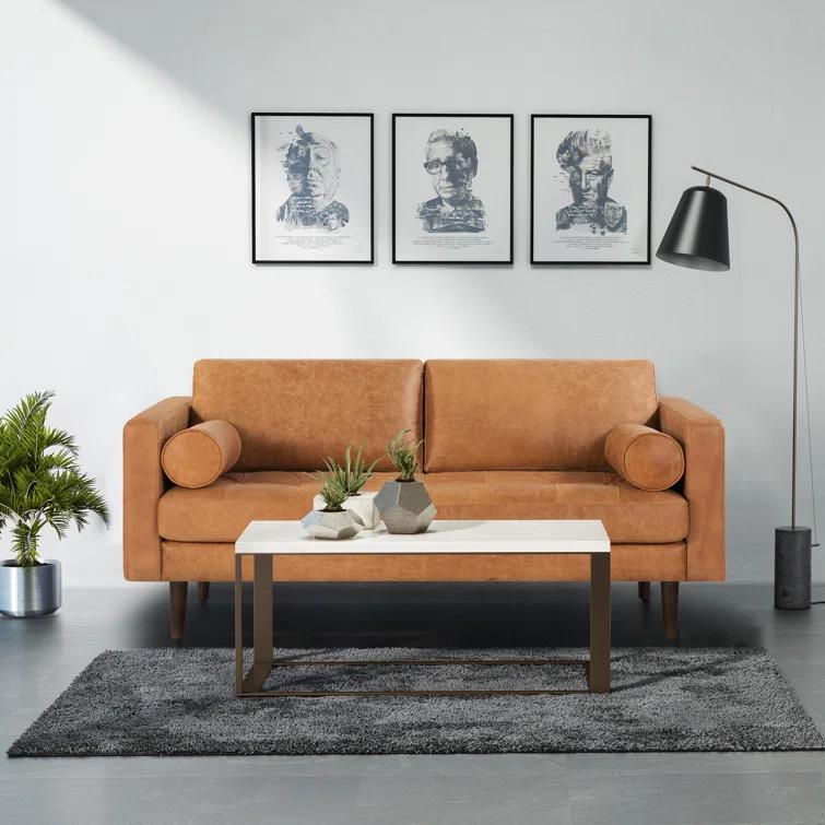 Napa 72'' Full-Grain Genuine Italian Leather Sofa