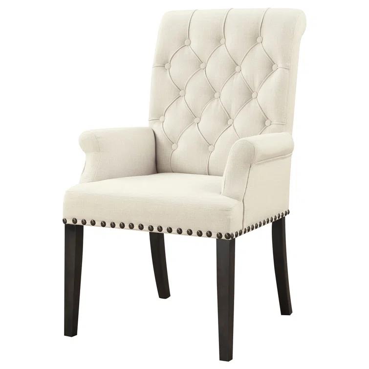 Alana Tufted Back Upholstered Arm Chair Beige