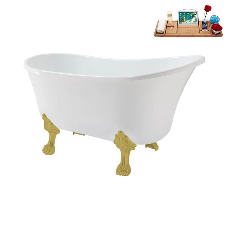 Streamline Bath 51.2'' x 25.6'' Freestanding Soaking Acrylic Bathtub N373CH-IN-CH