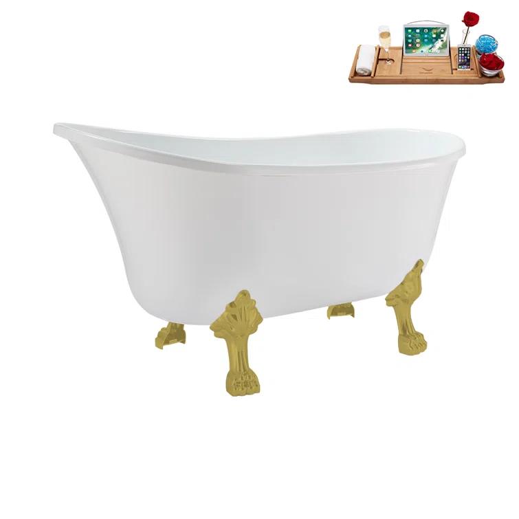 Streamline Bath 51.2'' x 25.6'' Freestanding Soaking Acrylic Bathtub N373CH-IN-CH