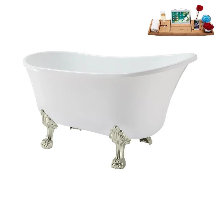 Streamline Bath 51.2'' x 25.6'' Freestanding Soaking Acrylic Bathtub N373CH-IN-CH