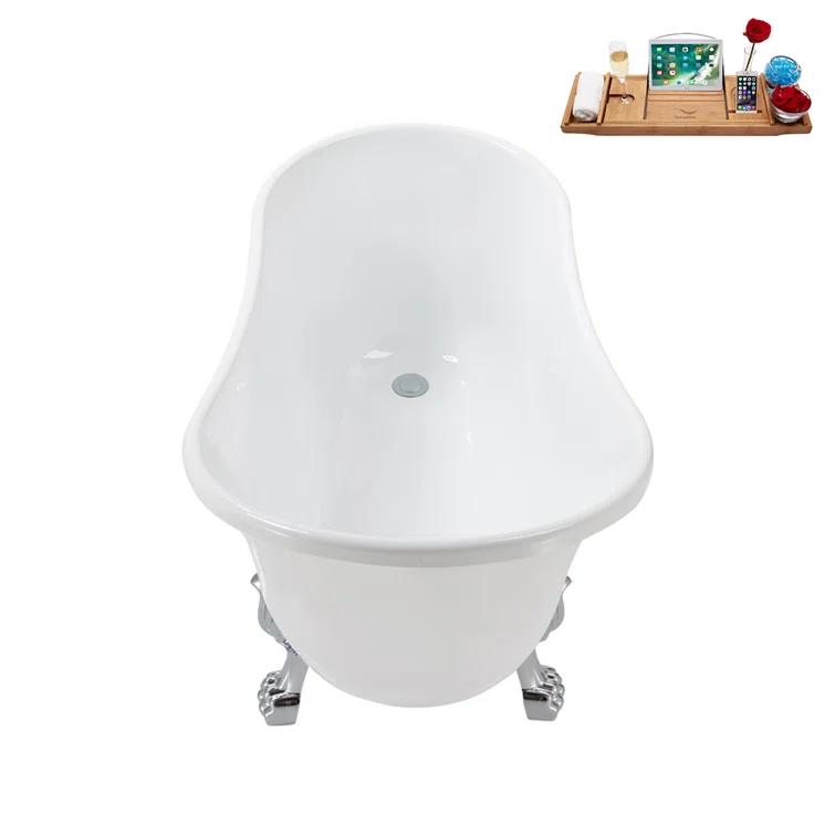 Streamline Bath 51.2'' x 25.6'' Freestanding Soaking Acrylic Bathtub N373CH-IN-CH
