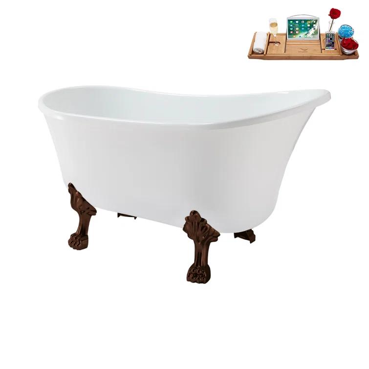 Streamline Bath 51.2'' x 25.6'' Freestanding Soaking Acrylic Bathtub N373CH-IN-CH
