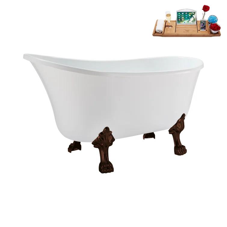 Streamline Bath 51.2'' x 25.6'' Freestanding Soaking Acrylic Bathtub N373CH-IN-CH