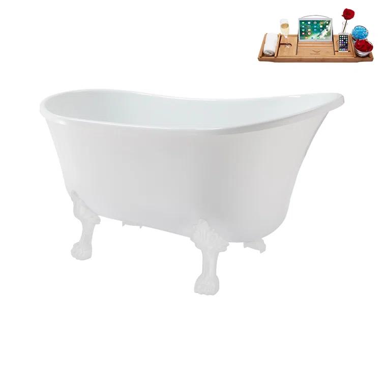 Streamline Bath 51.2'' x 25.6'' Freestanding Soaking Acrylic Bathtub N373CH-IN-CH