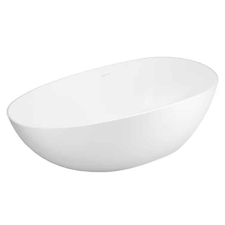 Giotto 59.1" x 30.7" Freestanding Soaking Stone Rein Bathtub