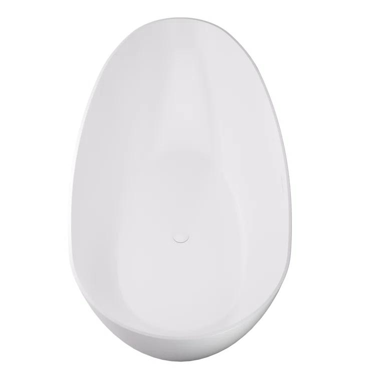 Giotto 59.1" x 30.7" Freestanding Soaking Stone Rein Bathtub