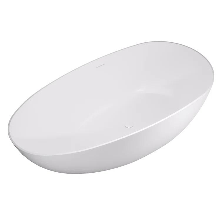 Giotto 59.1" x 30.7" Freestanding Soaking Stone Rein Bathtub