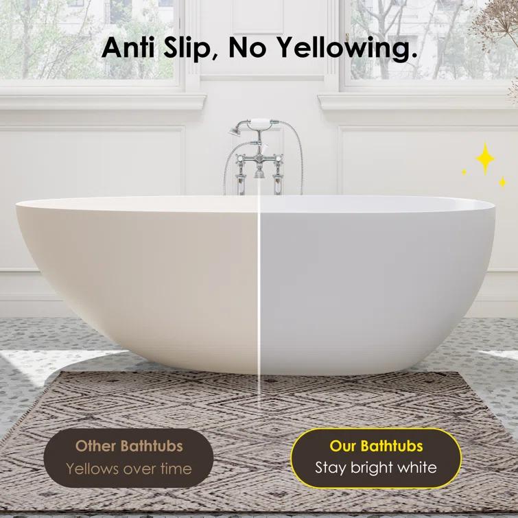 Giotto 59.1" x 30.7" Freestanding Soaking Stone Rein Bathtub