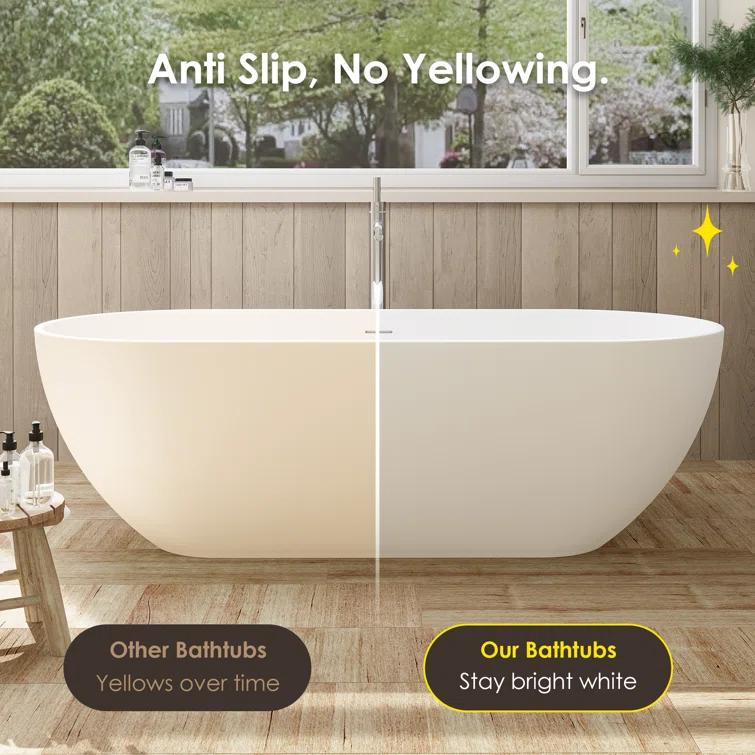 Ryder 68.9'' x 29.5'' Freestanding Soaking Stone Rein Bathtub