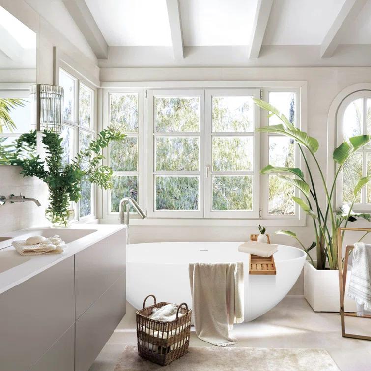 Altair Euston 65'' x 29.9'' Freestanding Soaking Stone Rein Bathtub 53165-BAT-MW