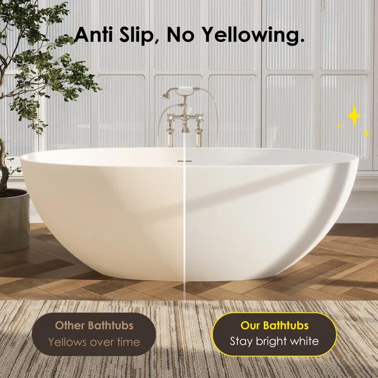 Altair Euston 65'' x 29.9'' Freestanding Soaking Stone Rein Bathtub 53165-BAT-MW