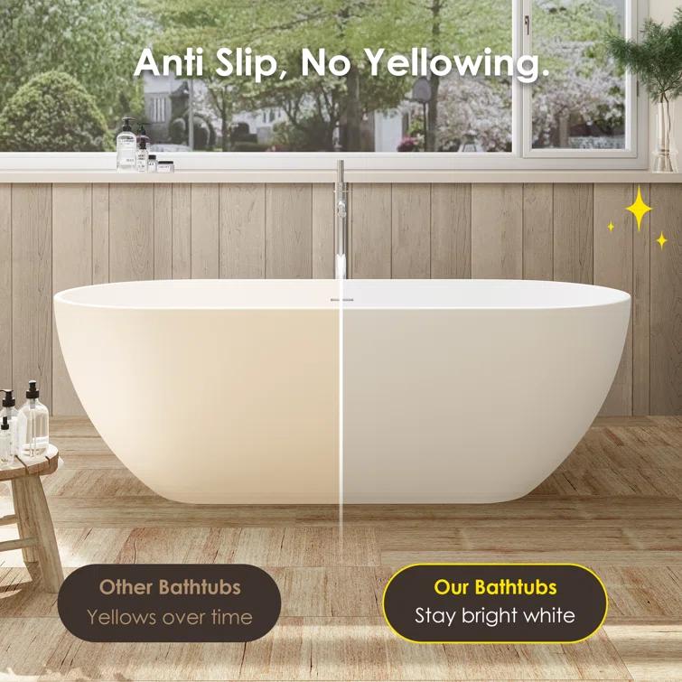 Ryder 59.1'' x 29.5'' Freestanding Soaking Stone Rein Bathtub