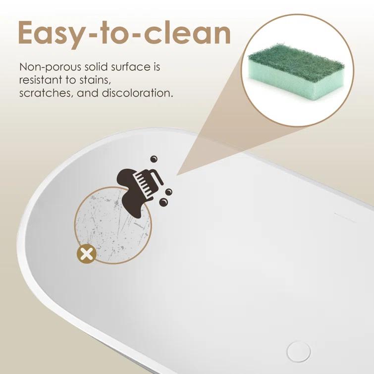 Ryder 68.9'' x 29.5'' Freestanding Soaking Stone Rein Bathtub